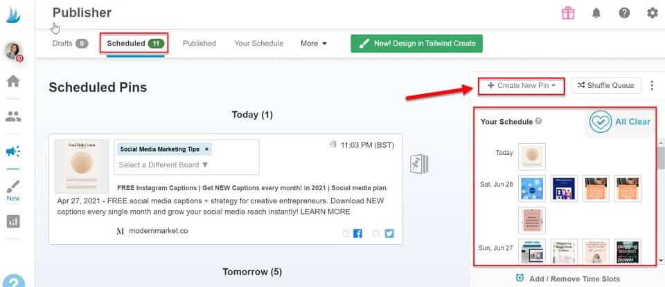 Tailwind scheduler