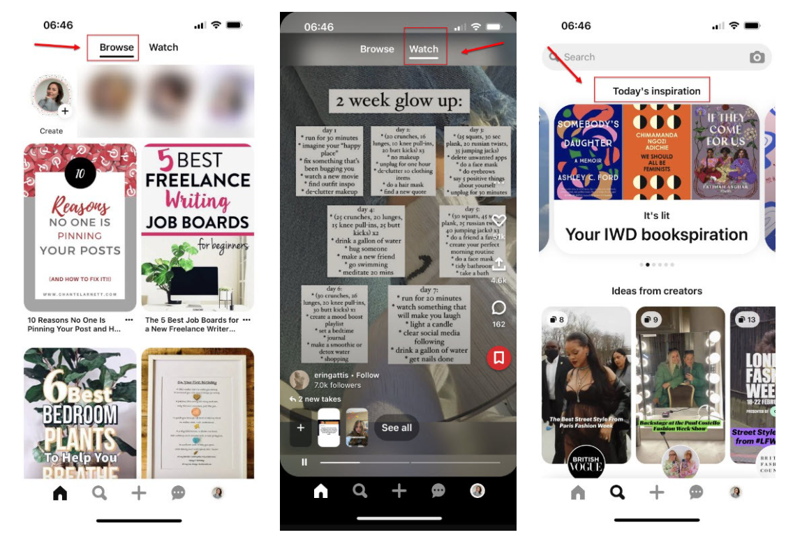 you can browse the tab in mobile Pinterest