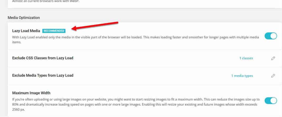 SiteGround plugin lazy load option for images