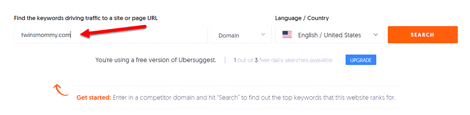 enter a competitors site URL for keywords