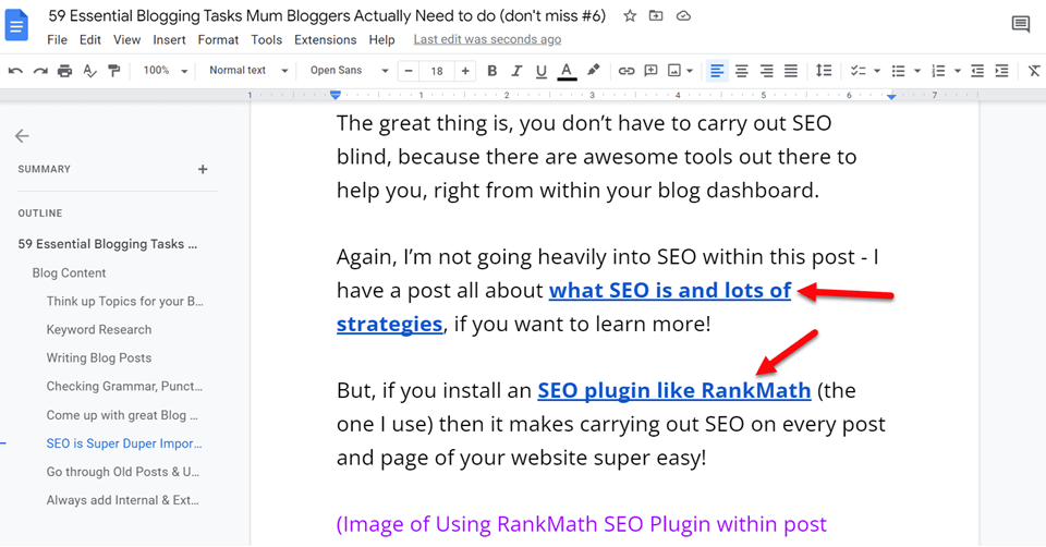 adding internal + external links into blog posts