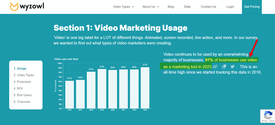 Wyzowl statistics for video content