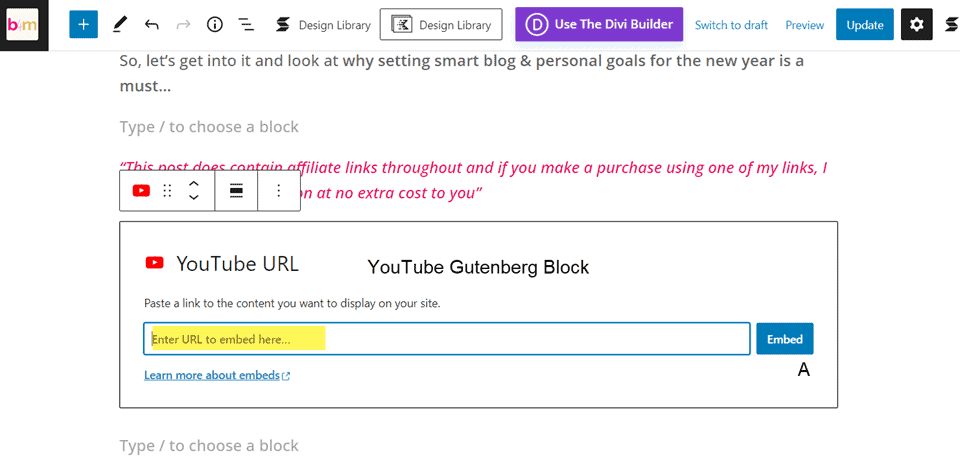 adding URL to a block instead of into media library