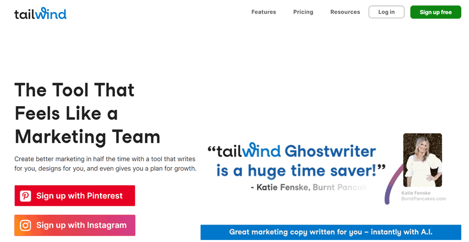 Tailwind tool for Scheduling social media posts