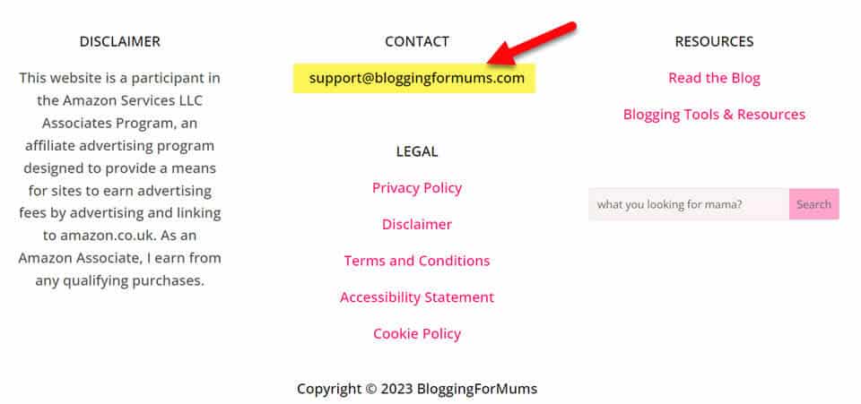 support email address somewhere on your blog