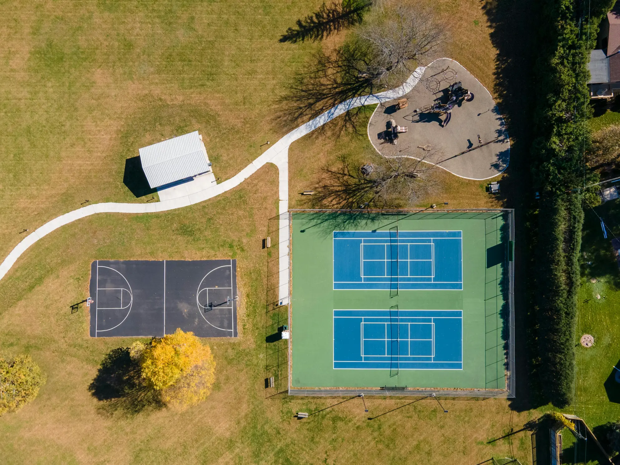top view of a court from a drone shot for topic on pickleball courts 