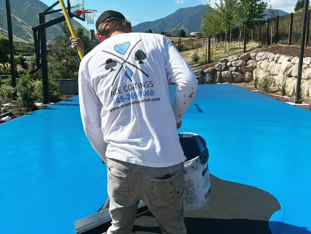 image of a worker from Ace Coatings Utah for topic on pickleball court contractors near me