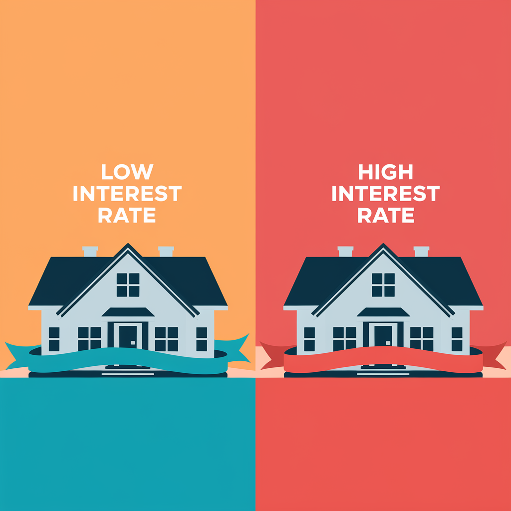 A side-by-side comparison graphic showing a buyer's affordability at a low interest rate A side-by-side comparison graphic showing a buyer's affordability at a low interest rate