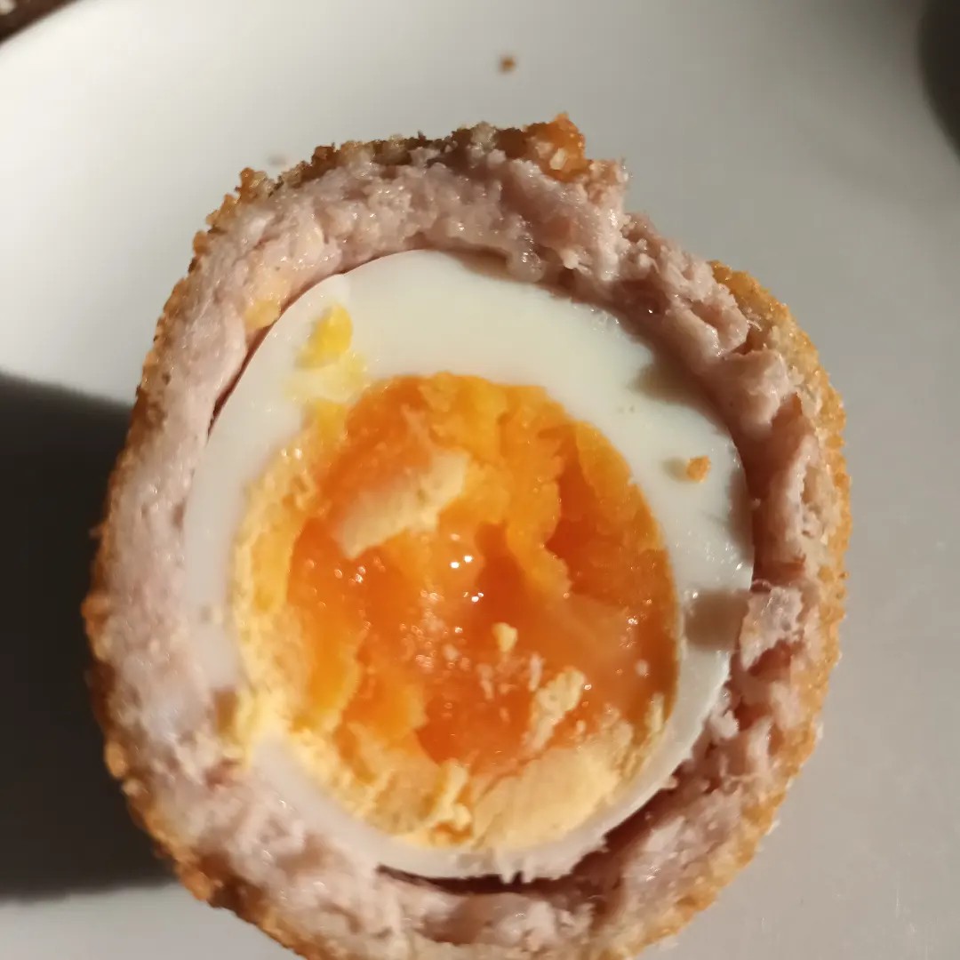 scotch egg cut in half