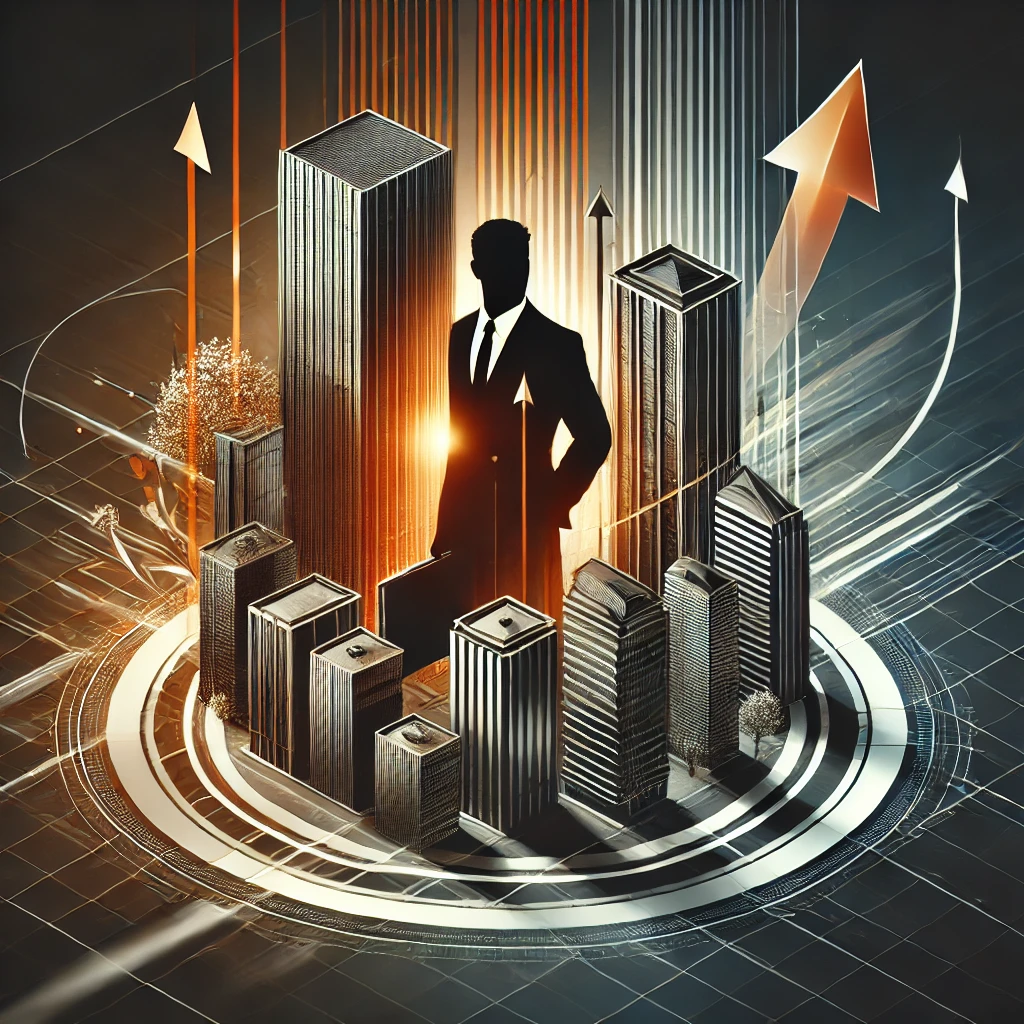 A modern, high-definition (4K quality) cover image representing real estate growth and scaling through immersive consulting. The image features a sleek city skyline with office buildings and residential towers in a black and orange gradient. In the foreground, a consultant figure is partially embedded in the buildings, symbolizing immersion consulting. Arrows and lines flow upward around the figure and buildings, representing growth, strategy, and scaling. The color palette is a combination of black and orange, using gradients to create a professional, futuristic look. A modern, high-definition (4K quality) cover image representing real estate growth and scaling through immersive consulting. The image features a sleek city skyline with office buildings and residential towers in a black and orange gradient. In the foreground, a consultant figure is partially embedded in the buildings, symbolizing immersion consulting. Arrows and lines flow upward around the figure and buildings, representing growth, strategy, and scaling. The color palette is a combination of black and orange, using gradients to create a professional, futuristic look.