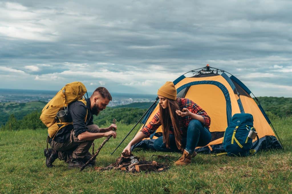 couple with tent