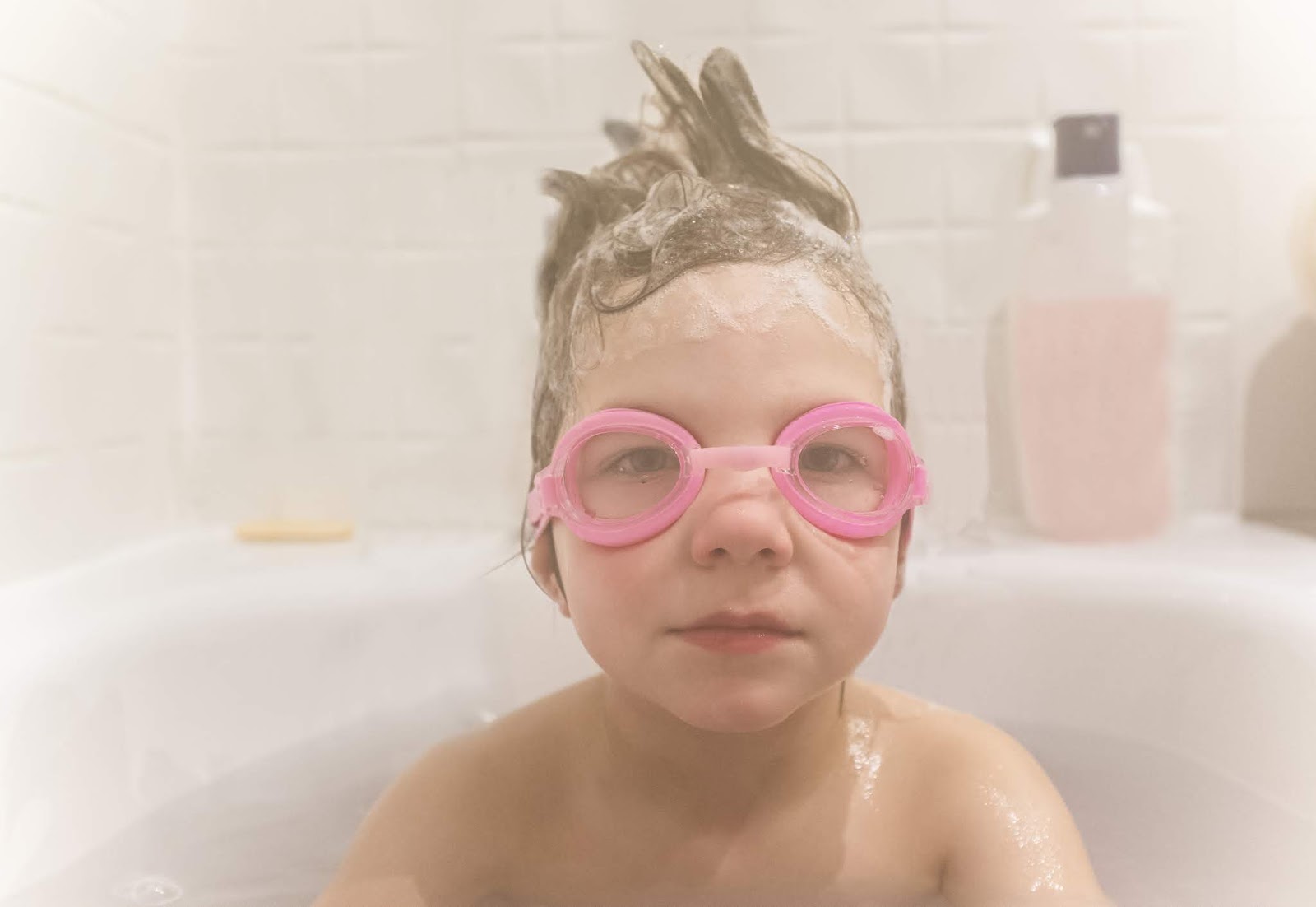 Kid in steamy bath