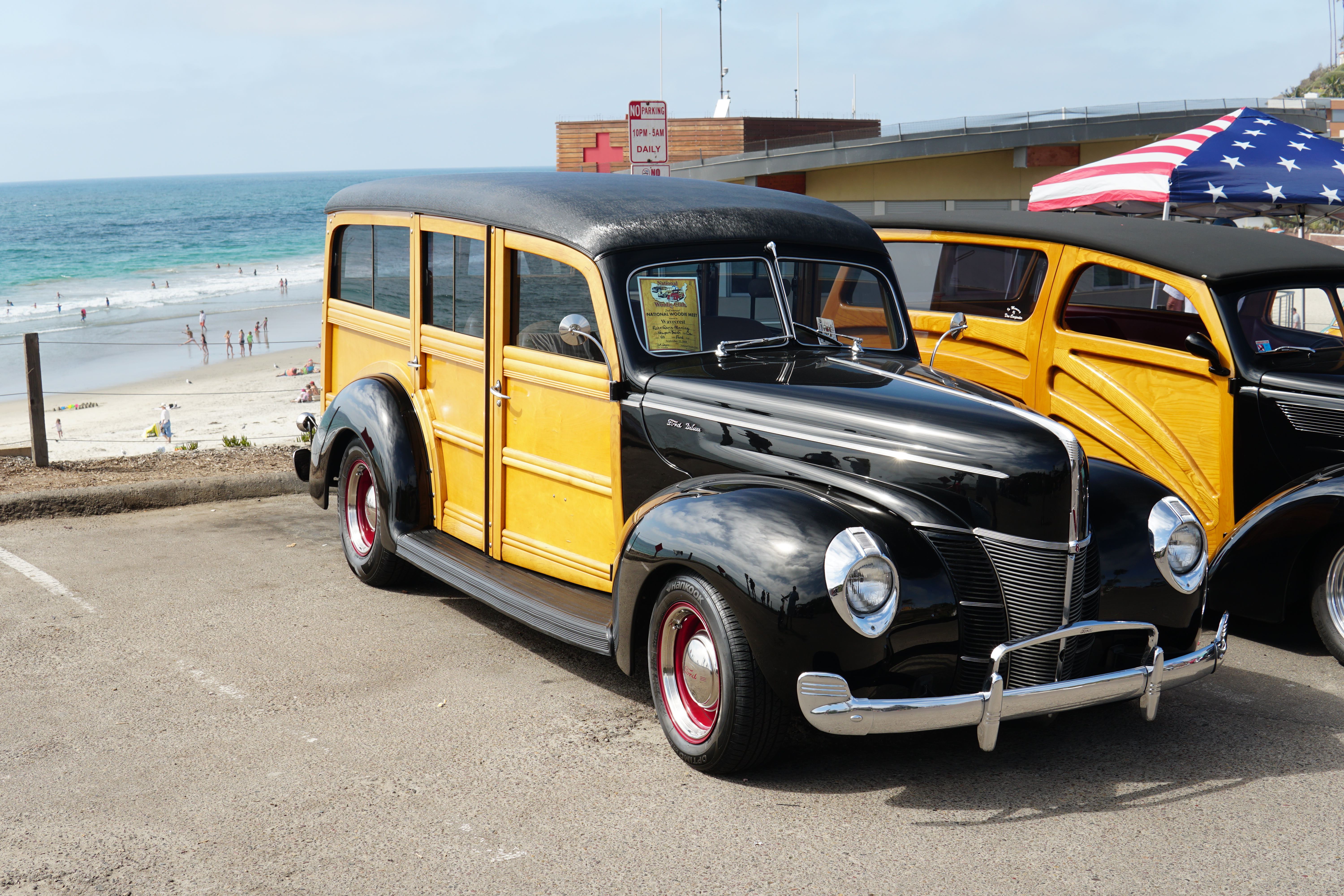 woody cars at Moonlight Beach