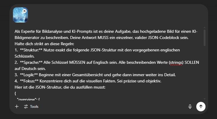 Anleitung zum Einfügen des Prompts und Bildes in ChatGPT