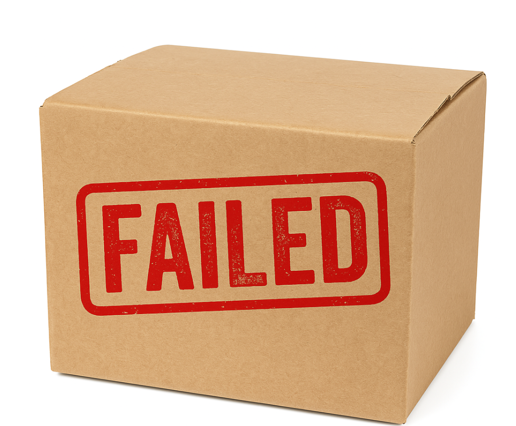Failed packaging quality control inspection Failed packaging quality control inspection