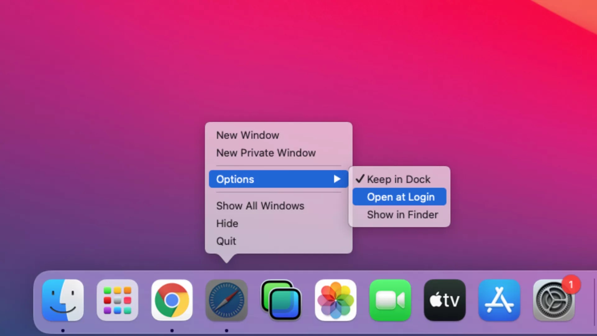 Dock Manage App Startup