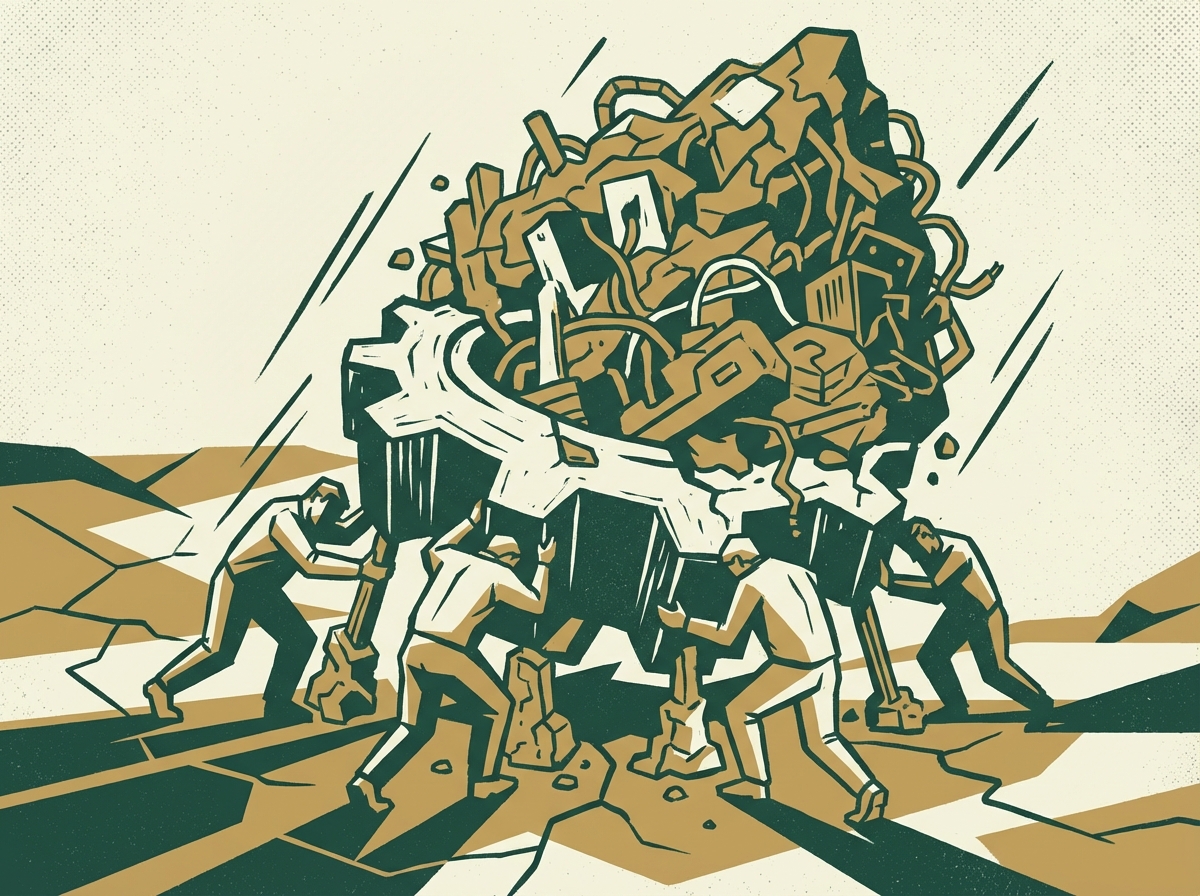 Chart showing technical debt consuming technology budget compared to innovation