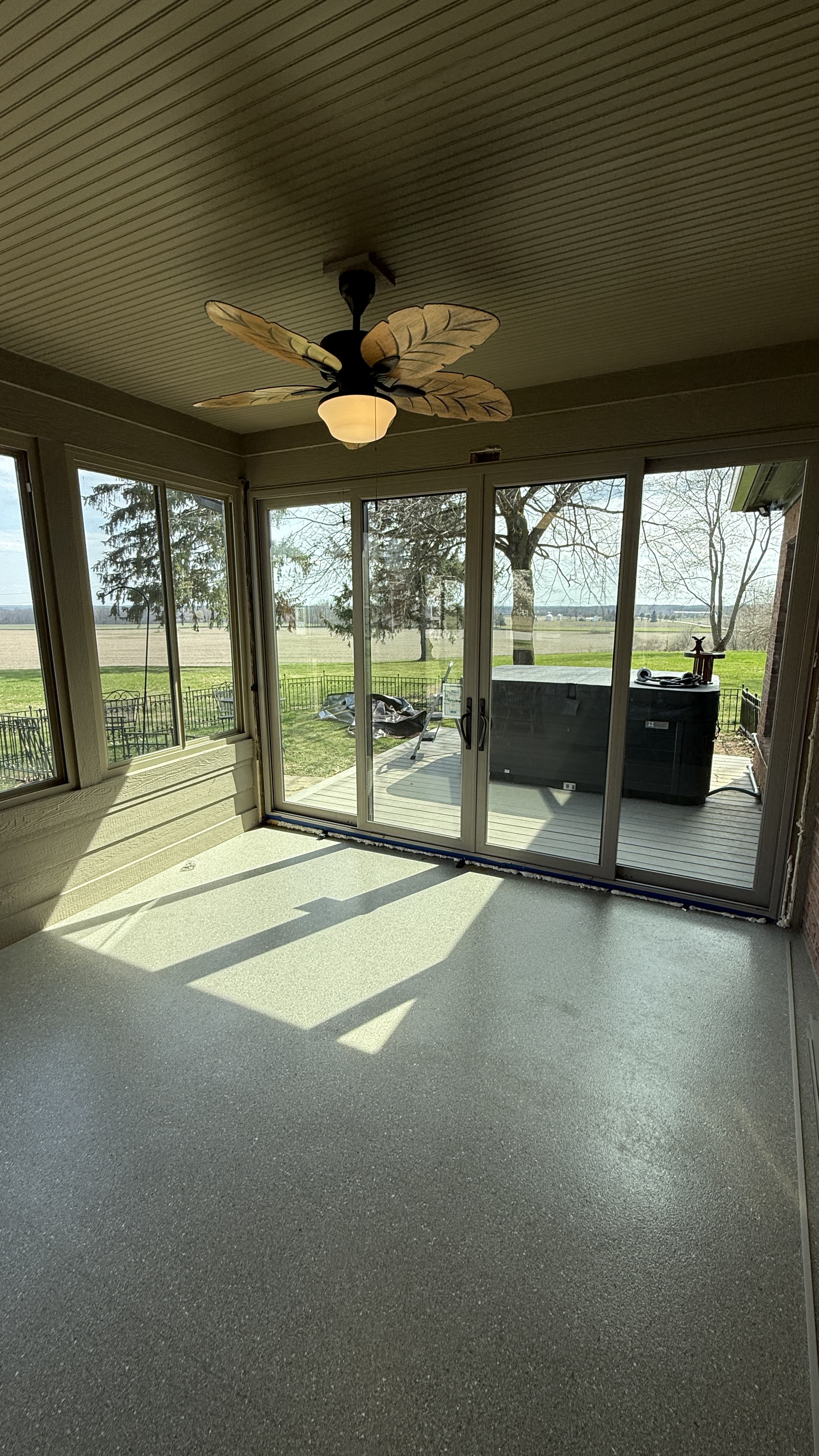 Exterior view of new sliding patio door install with clean trim by TimberCo in Southwest Ohio