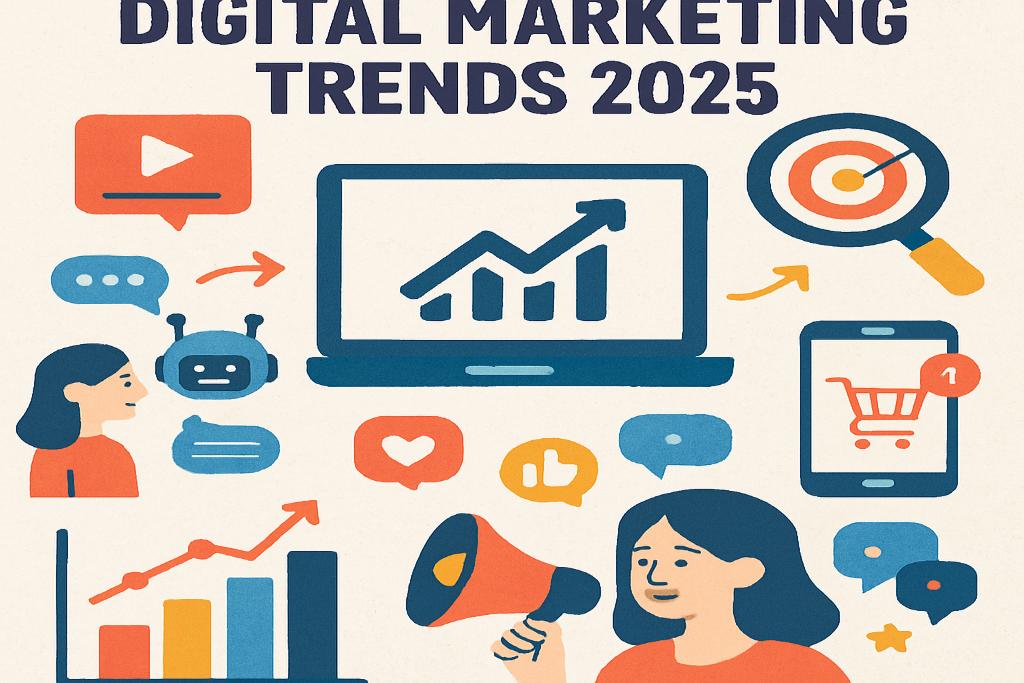 Conceptual illustration of digital marketing trends in 2025