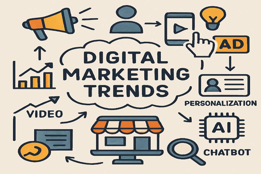 Illustration of digital marketing trends and technologies