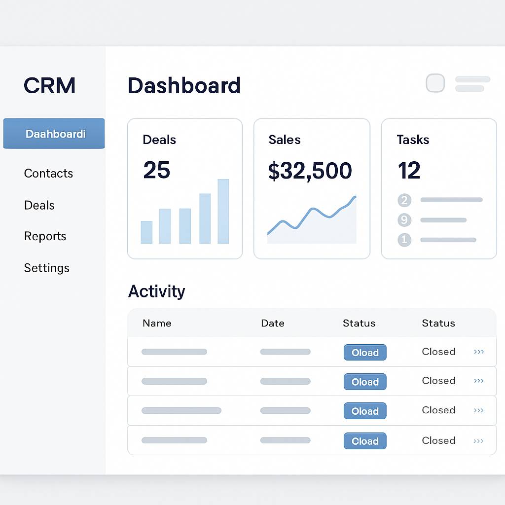 CRM system dashboard