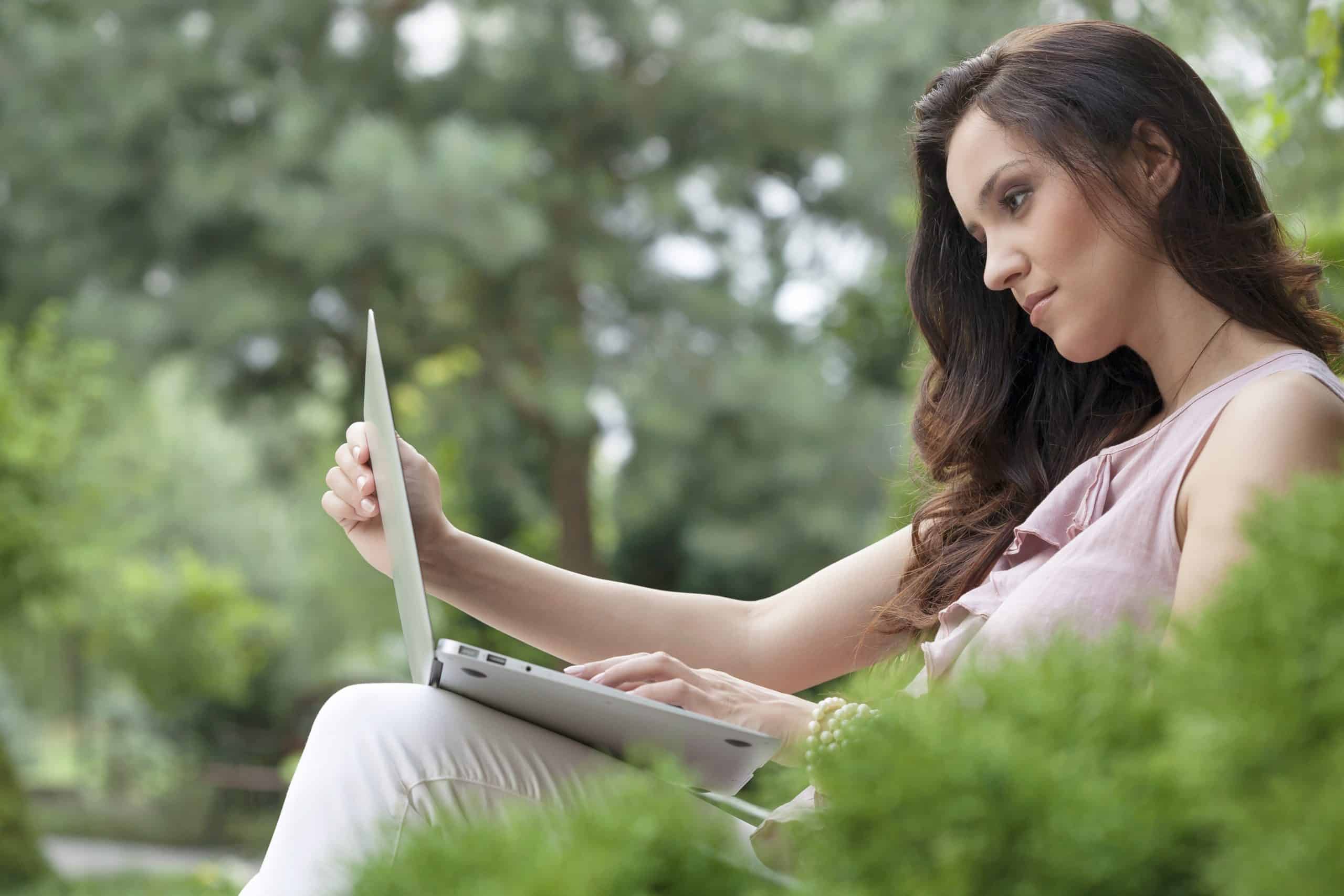 woman working on laptop