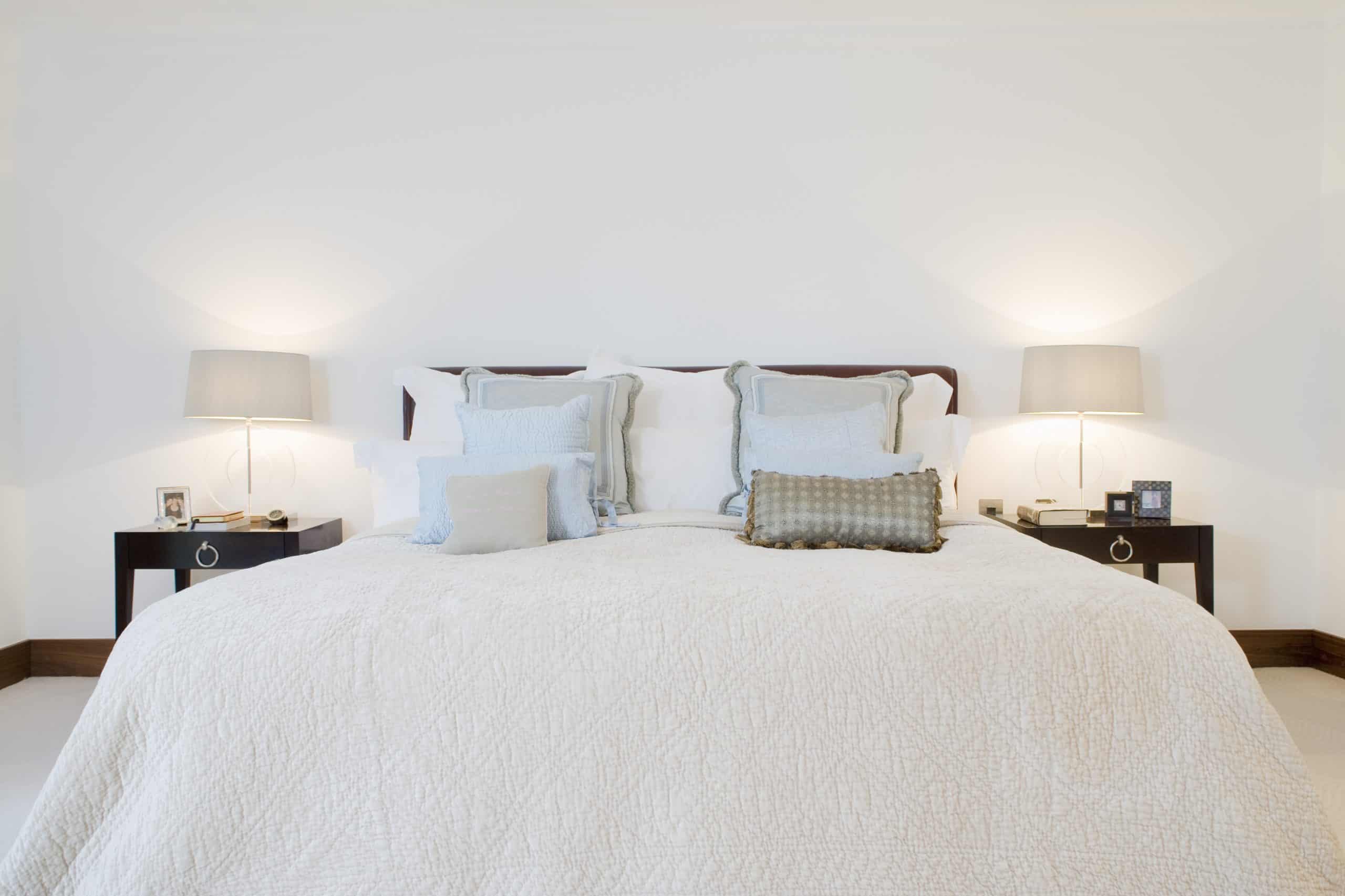 bed with white bedding