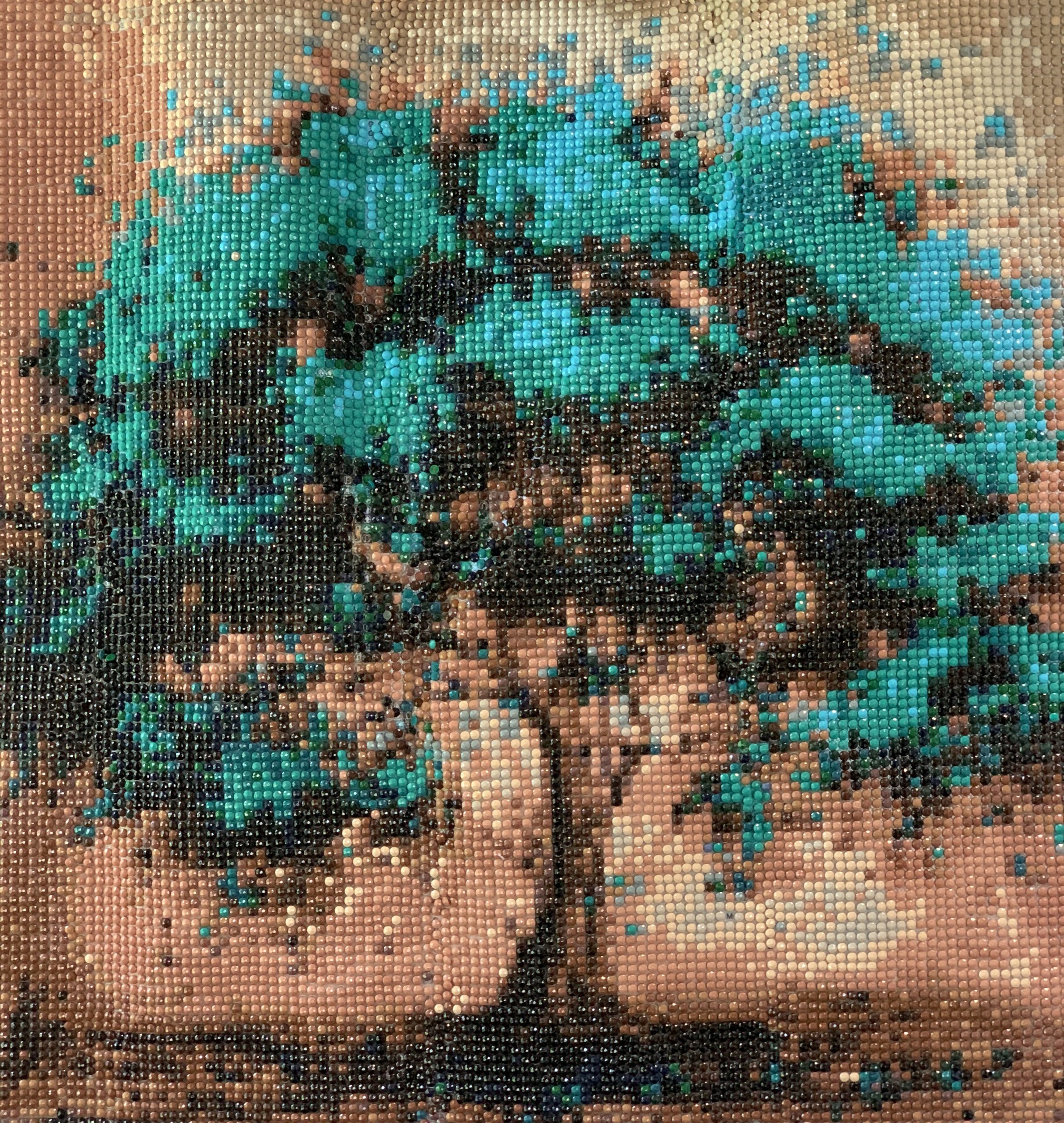 diamond art of a blue tree