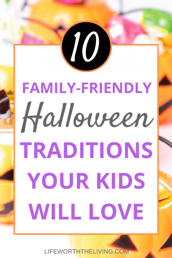 Pinterest pin for family-friendly Halloween traditions