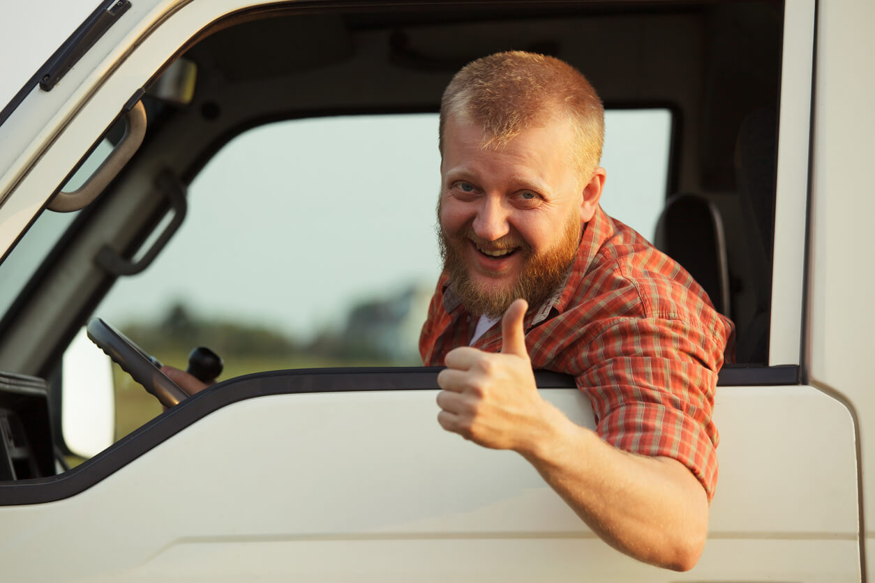 Happy truck driver