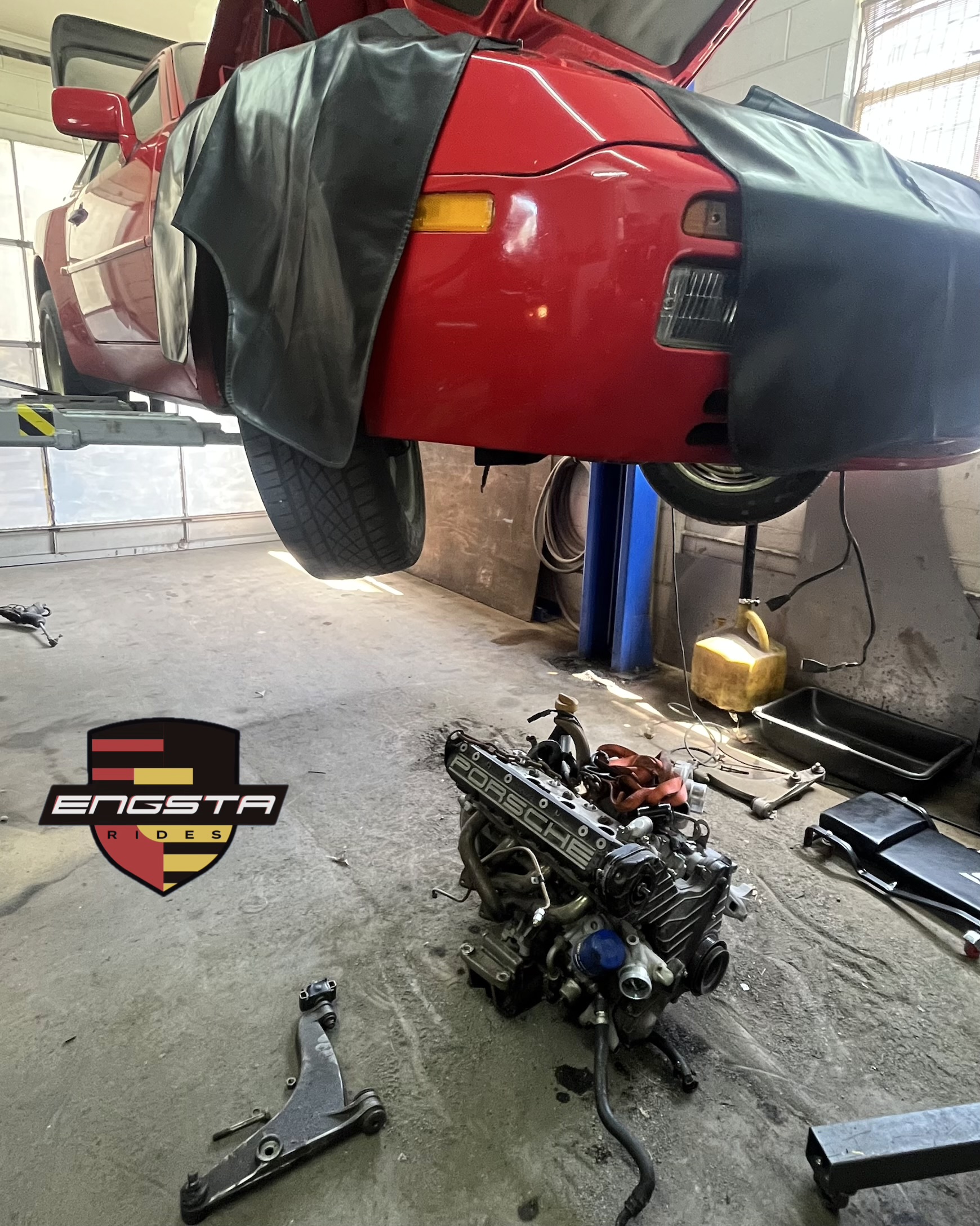 engine for porsche 944 turbo sitting on ground engine for porsche 944 turbo sitting on ground