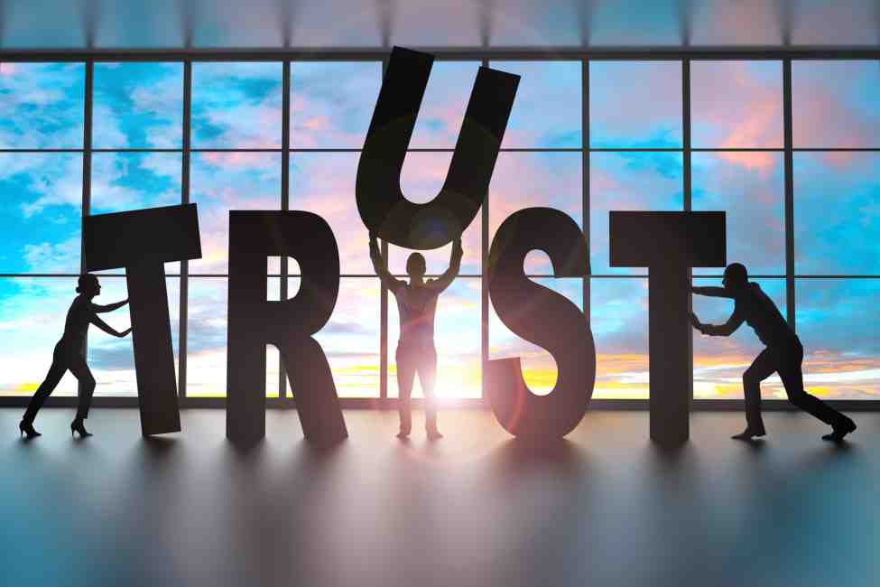 Team building the word trust