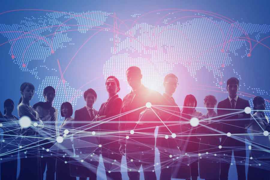 Network of business concept. Group of businesspeople. Human resources. Digital transformation.