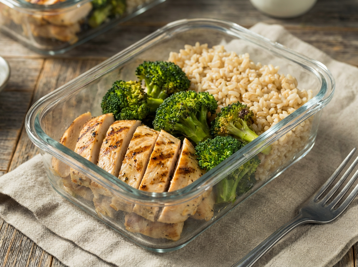 nutritional workout meal of chicken, broccoli and rice nutritional workout meal of chicken, broccoli and rice
