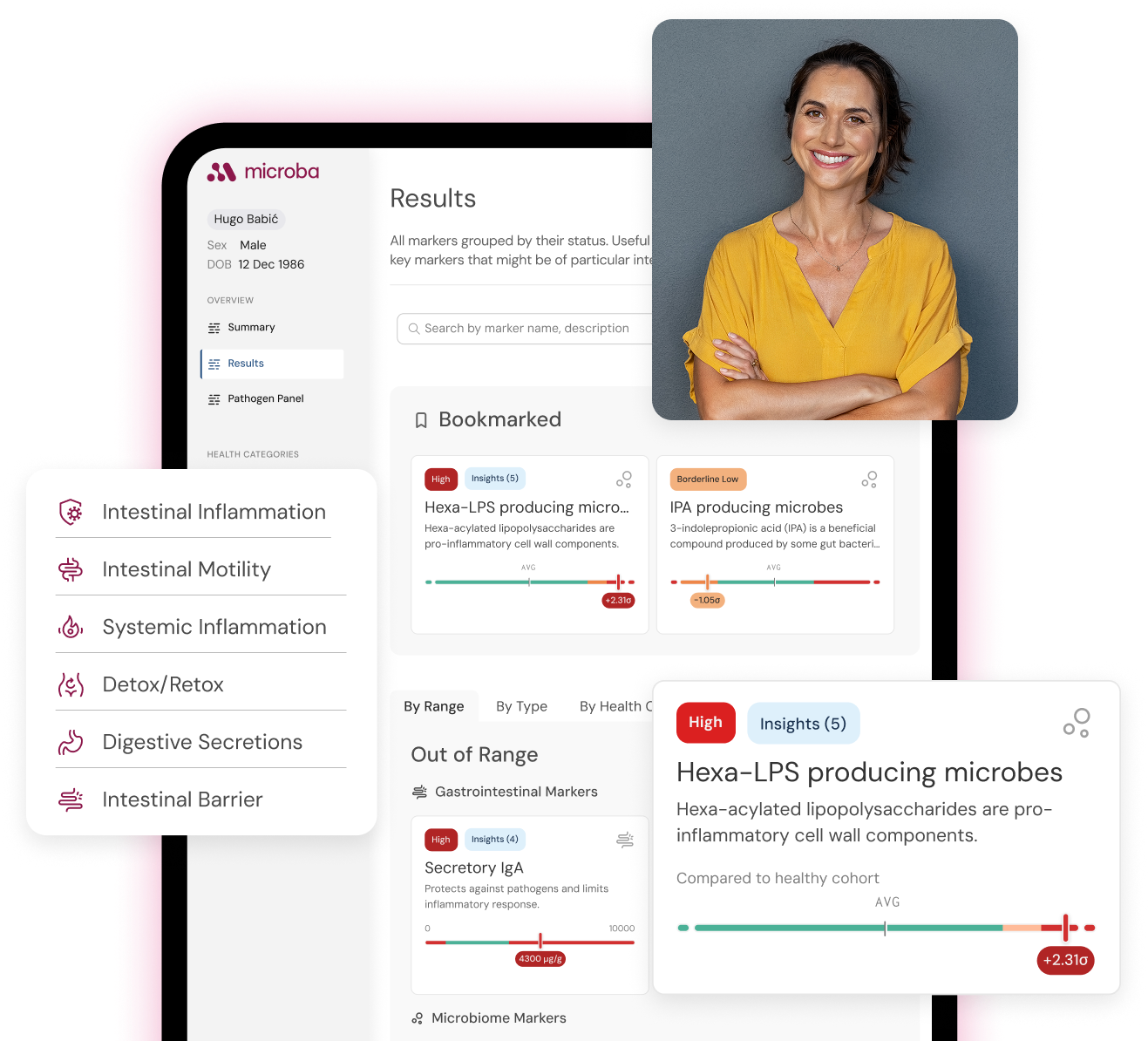 Functional stool test showing gut bacteria and digestive health markers used in personalised gut health assessment for women Functional stool test showing gut bacteria and digestive health markers used in personalised gut health assessment for women