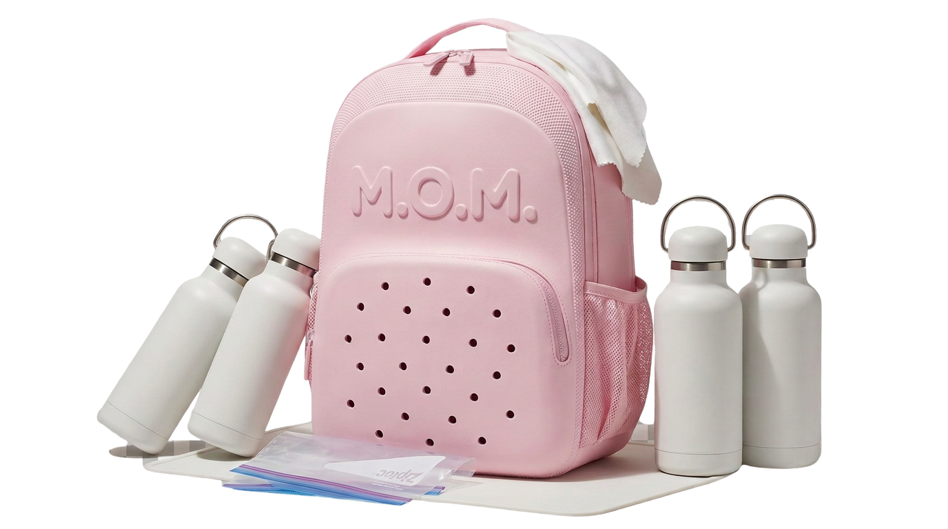 Milk On the Move Bag with cooler bottles and accessories