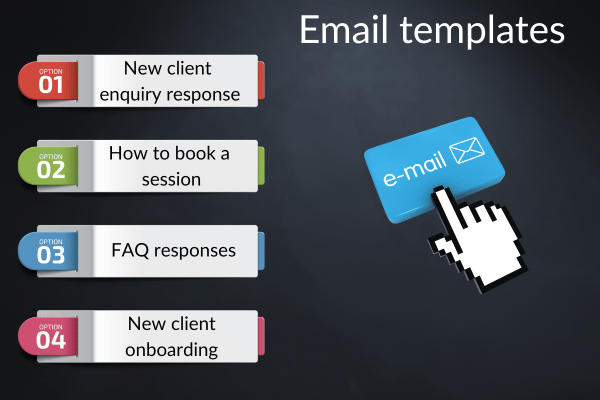Email Templates save time. Email templates for Routine Emails. Graphic shows 4 possible topics for email templates Email Templates save time. Email templates for Routine Emails. Graphic shows 4 possible topics for email templates