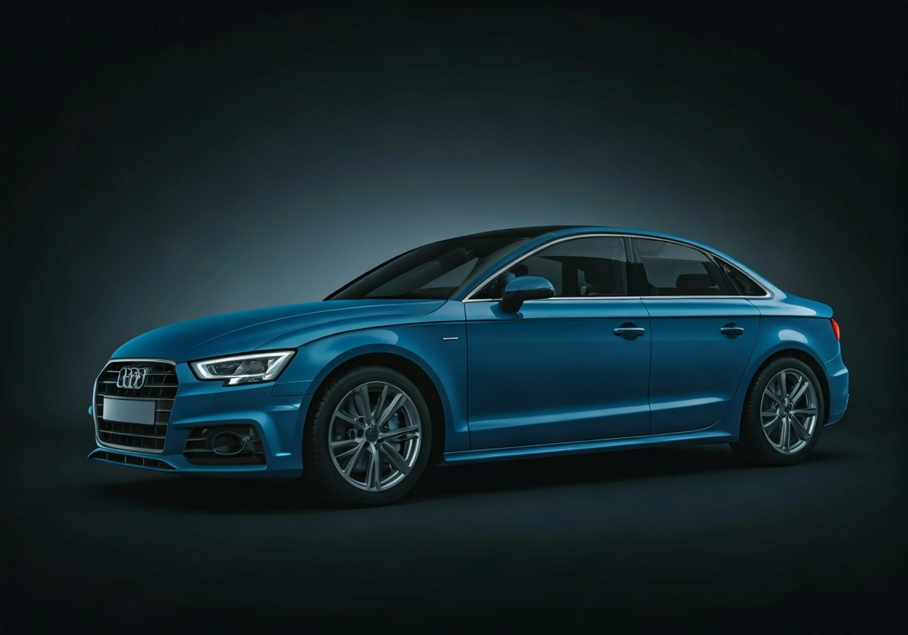 Blue audi in for maintenance Blue audi in for maintenance