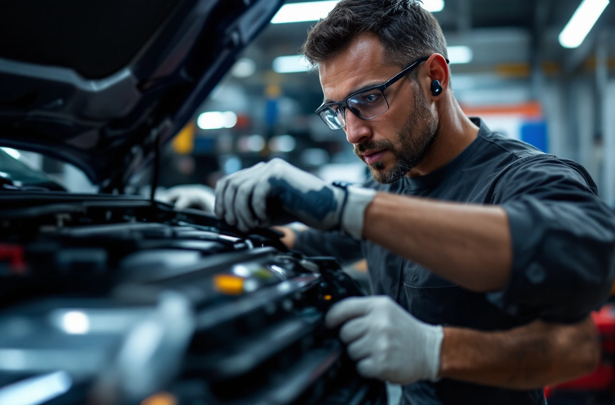 Mechanic working on an audi