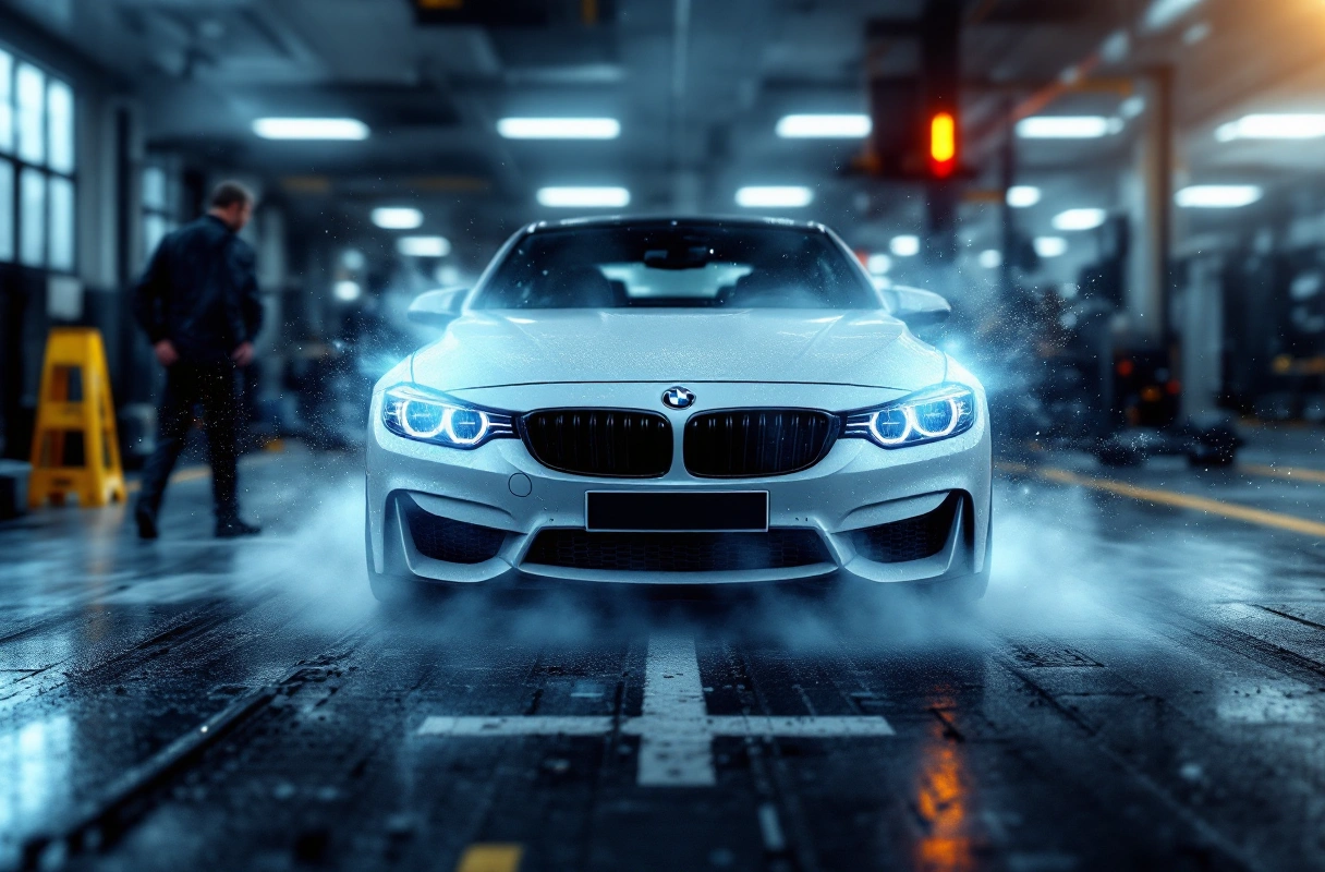 BMW white in shop BMW white in shop