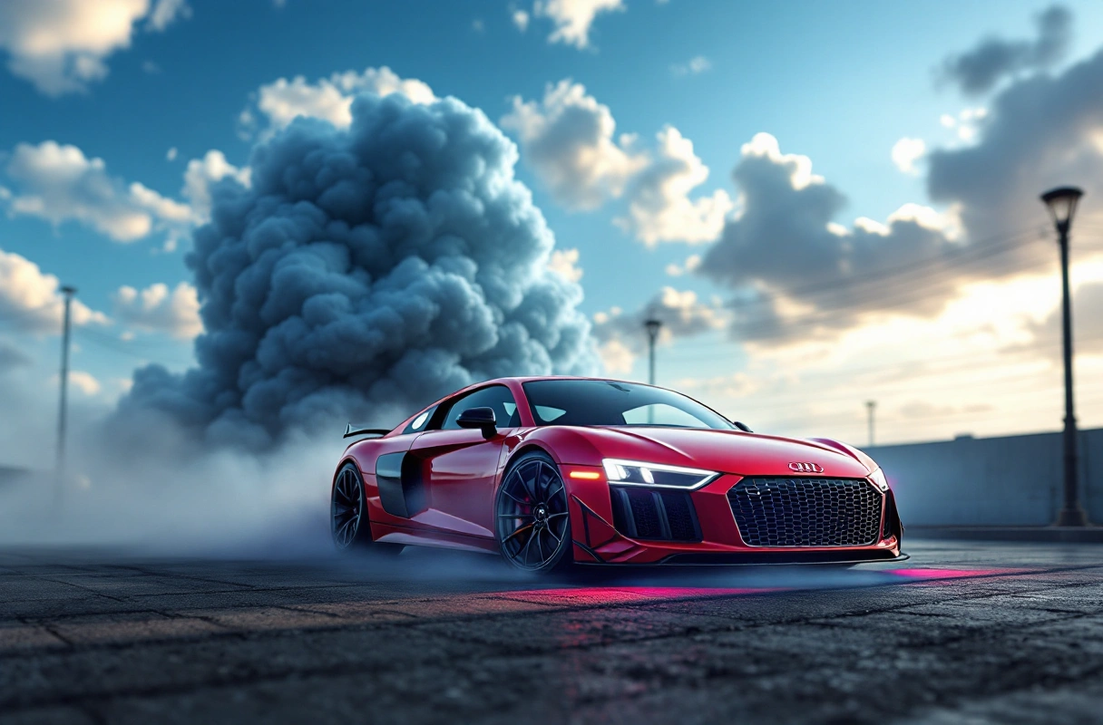 Red Audi on the track