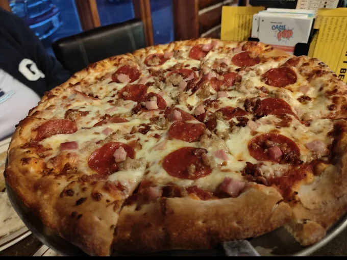 A fresh and hot meat lovers' pizza