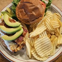 Chicken sandwich and chips