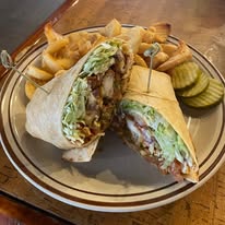 Chicken Caesar wrap and fries