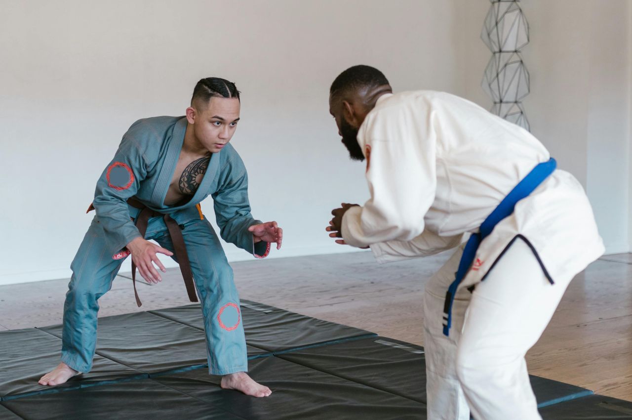 Martial arts instructor with kids