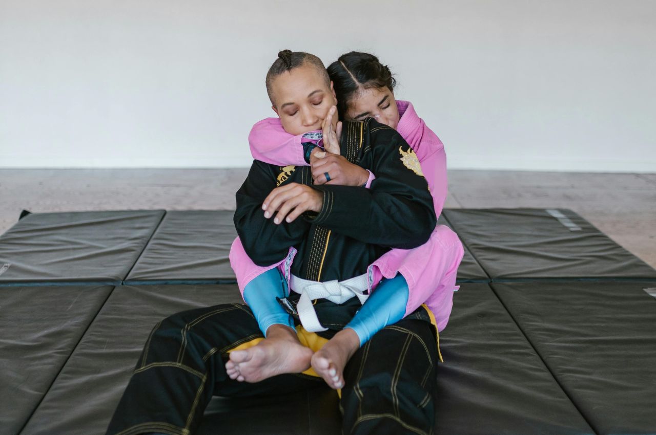 Martial arts instructor with kids