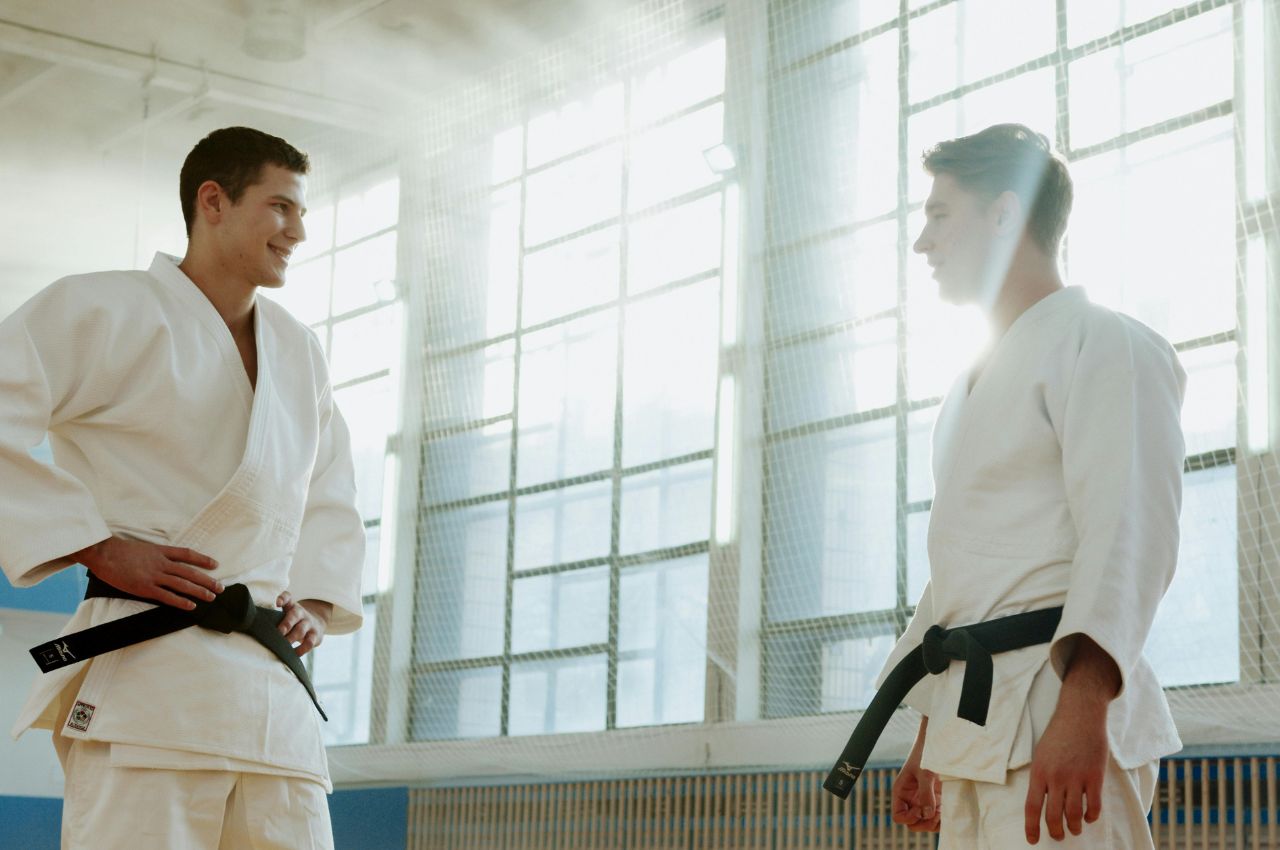 Martial arts instructor with kids