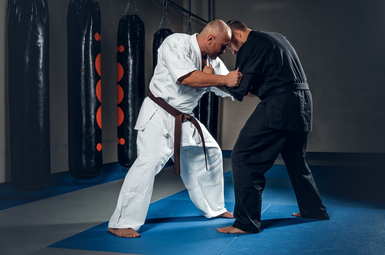 Martial arts instructor with kids