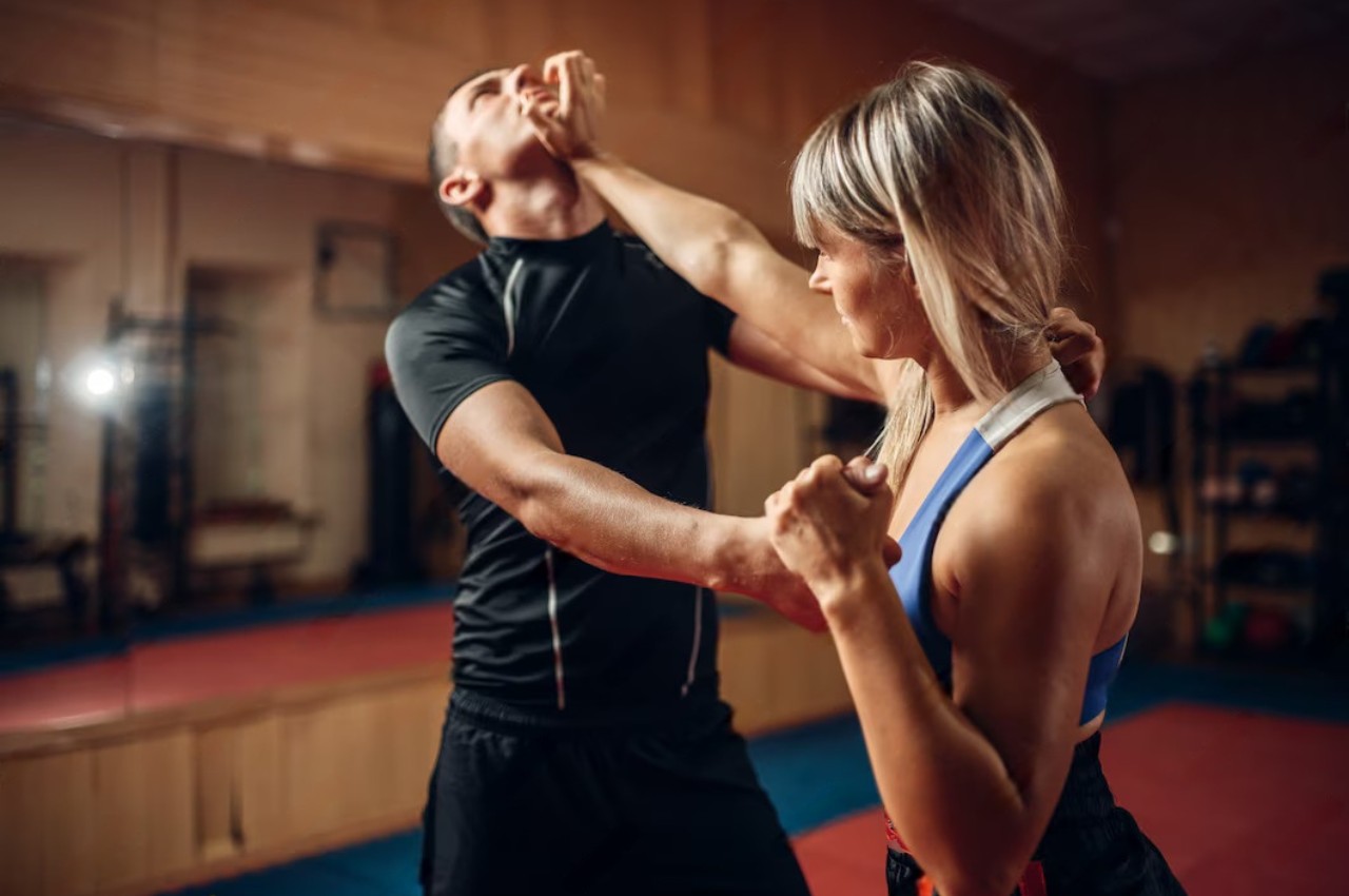 Martial arts instructor with kids