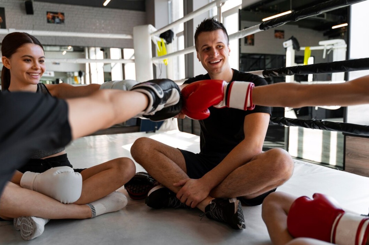 Martial arts instructor with kids